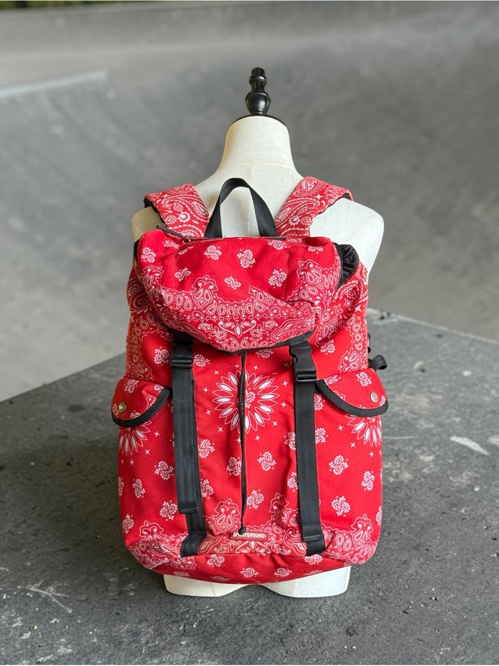 SPRAYGROUND Red Bandana Print Drawstring Backpack
